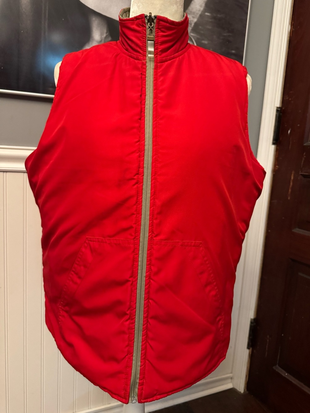 Vintage Susquehanna Trail Outfitters Reversible Red Tan Puffer Vest Size Large